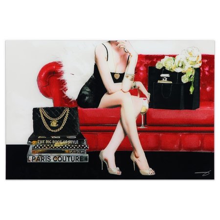EMPIRE ART DIRECT 32 x 48 in. Fashionable Lady Frameless Tempered Glass Panel Fashion Wall Art EM100315